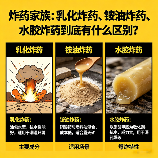 铜鼓炸药家族：乳化炸药、铵油炸药、水胶炸药到底有什么区别？
